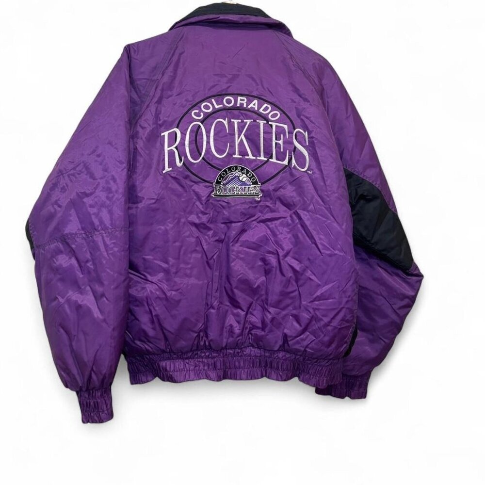 Vintage Colorado Rockies Puffer Jacket 90s MLB Purple Black Men’s Large